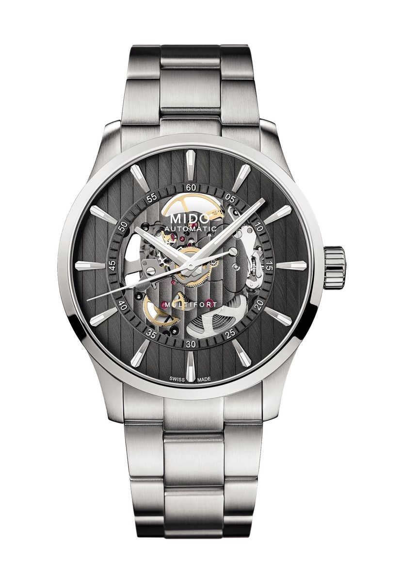 Automatikuhr mit skelettiertem Zifferblatt, Edelstahl