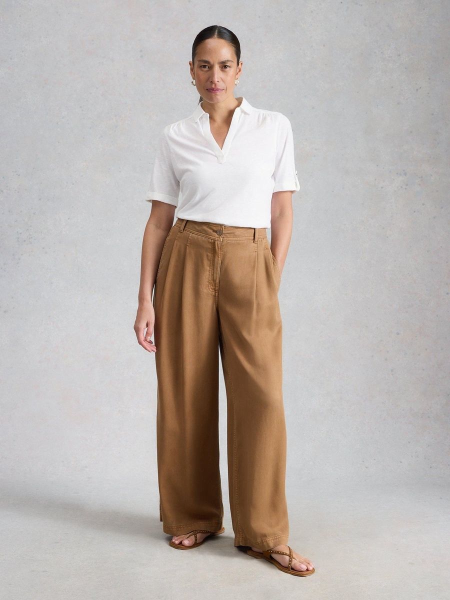 Allie Kurzarm-Jerseybluse mit Polokragen