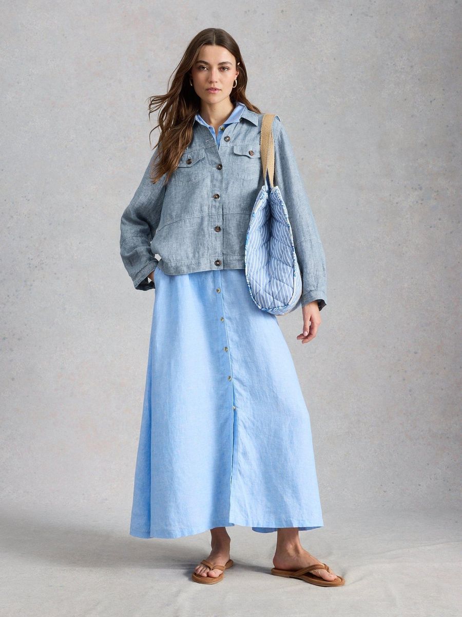Leichte Utility-Jacke aus reinem Leinen