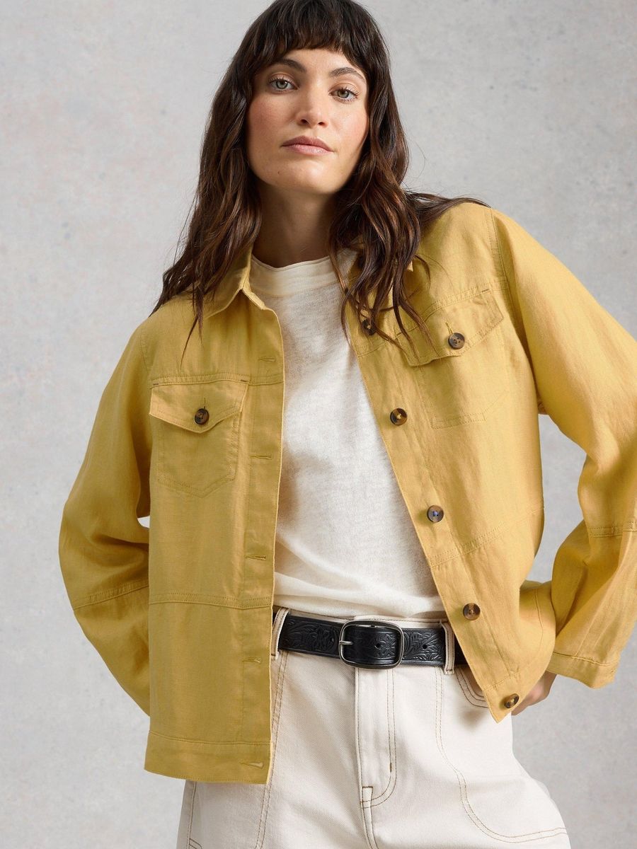 Leichte Utility-Jacke aus Reinem Leinen