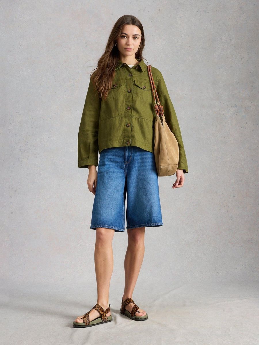 Leichte Camille Utility-Jacke aus Leinen