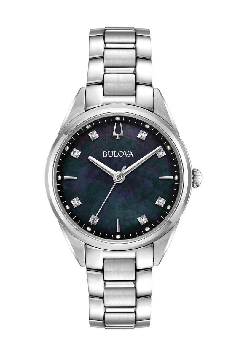 Elegante silberfarbene Damenuhr mit Diamantakzenten