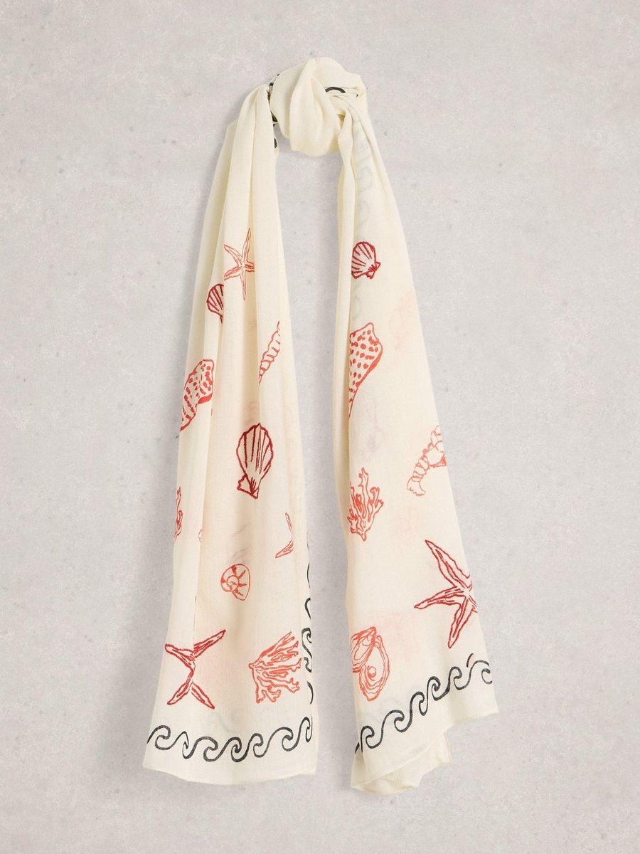 Bestickter Schal mit Muschelmuster