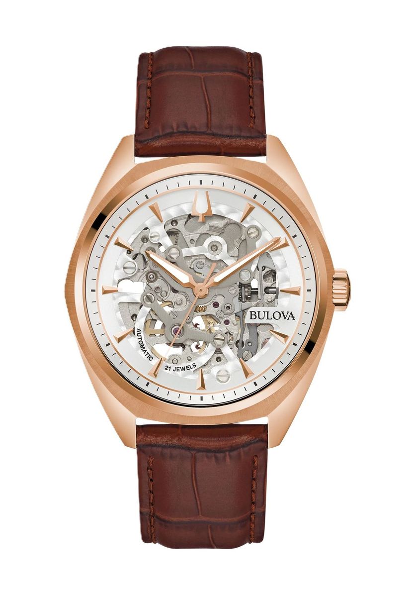 Herrenuhr mit skelettiertem Zifferblatt, Roségold