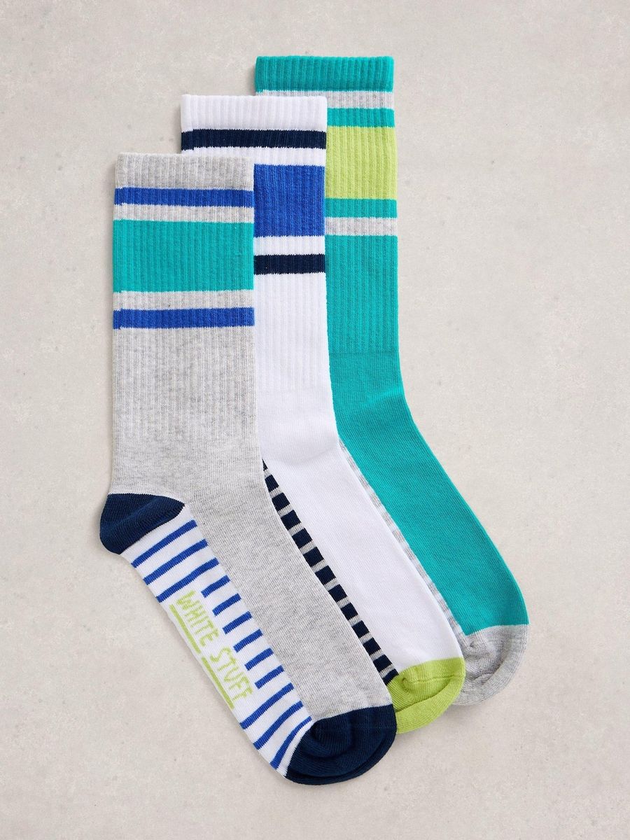 3er-Pack gestreifte Rippensocken