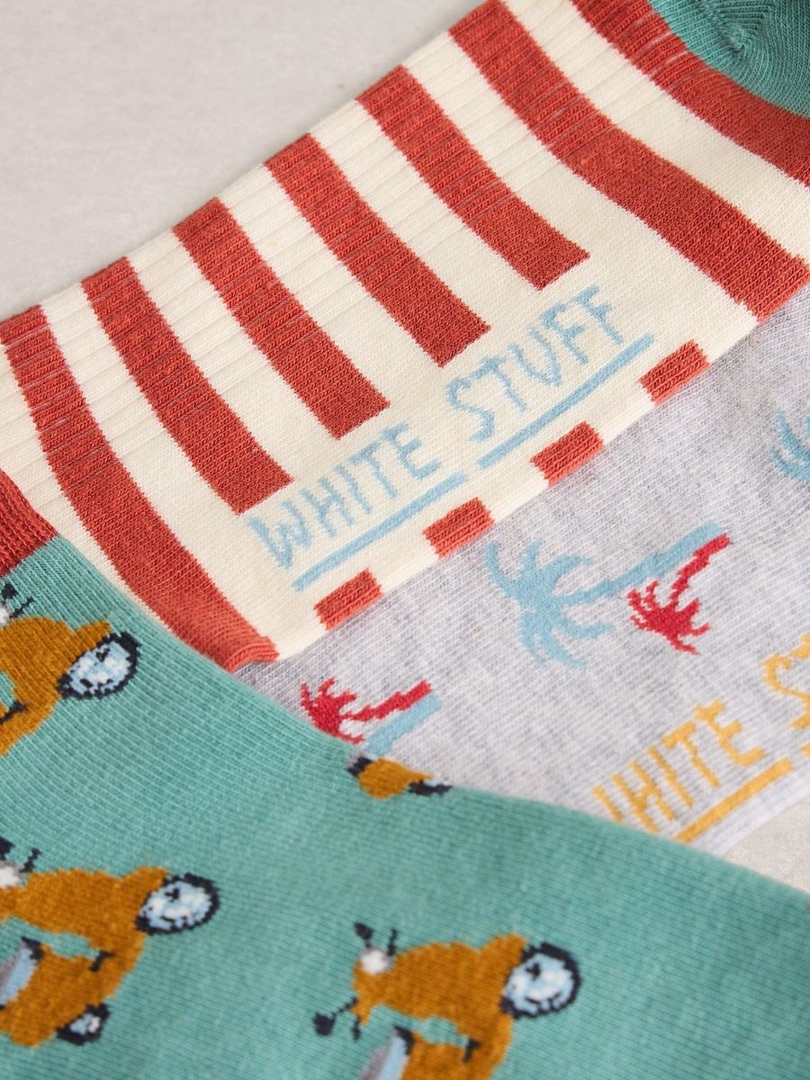 3er-Pack gemusterte Baumwoll-Sneakersocken