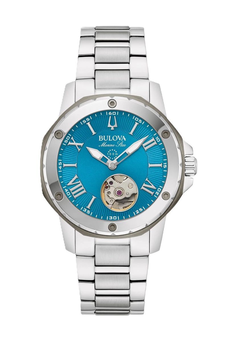 Elegante Edelstahluhr mit blauem Zifferblatt