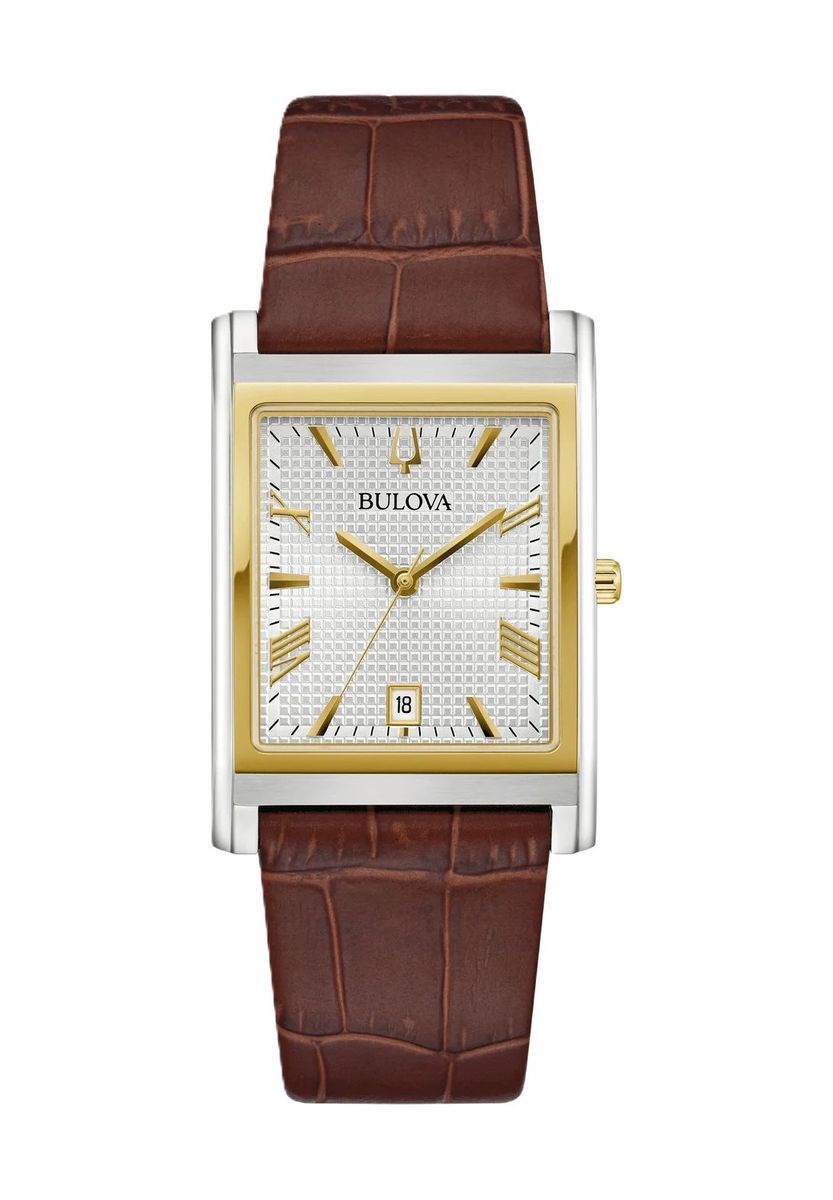 Klassische rechteckige Uhr braunes Leder