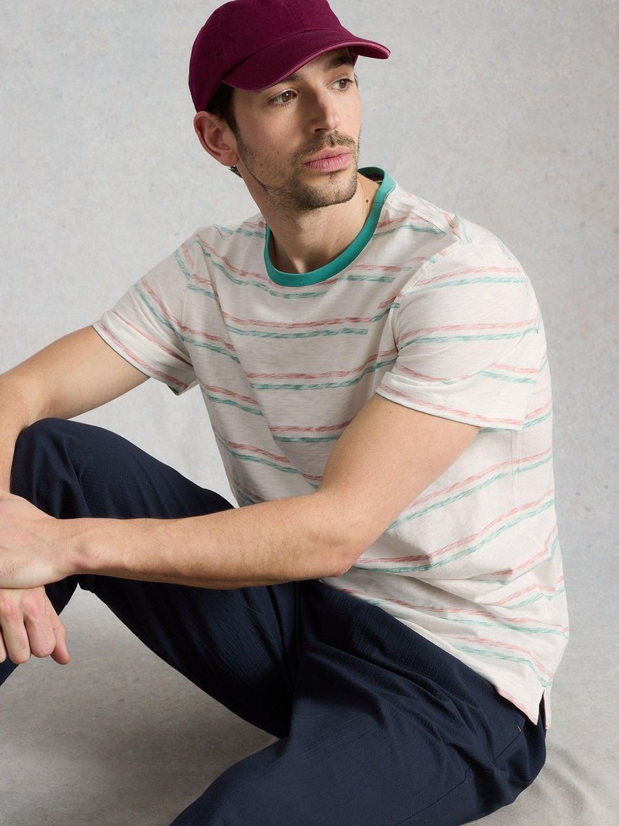 Gestreiftes T-Shirt aus Strukturbaumwolle