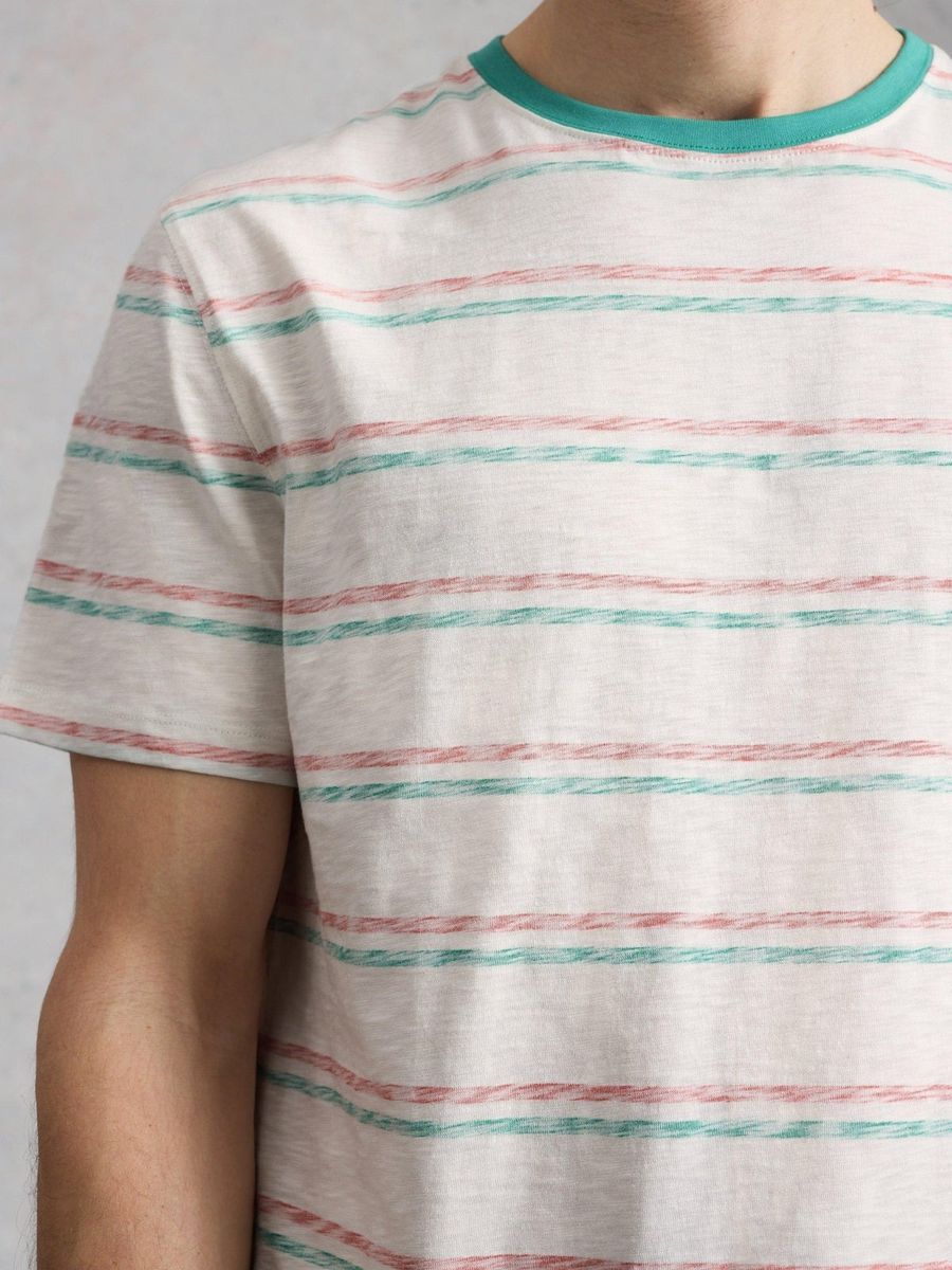 Gestreiftes T-Shirt aus Strukturbaumwolle