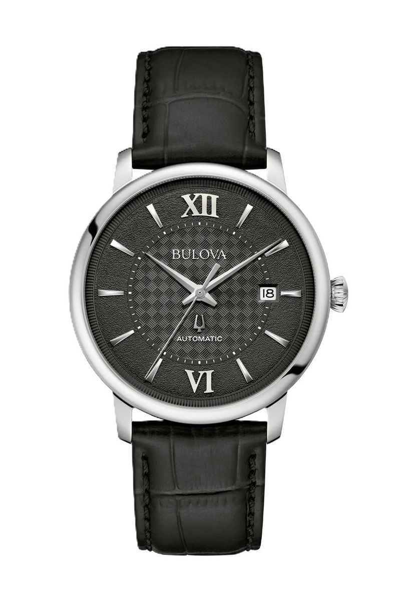 Herren Automatikuhr mit schwarzem Lederarmband