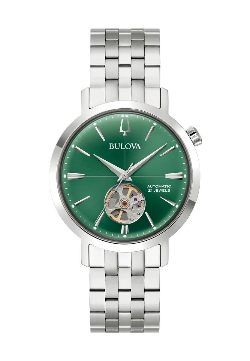 Automatikuhr mit grünem Zifferblatt aus Edelstahl