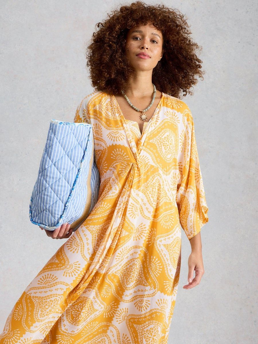 Fließender Strandkaftan mit Ornament-Print