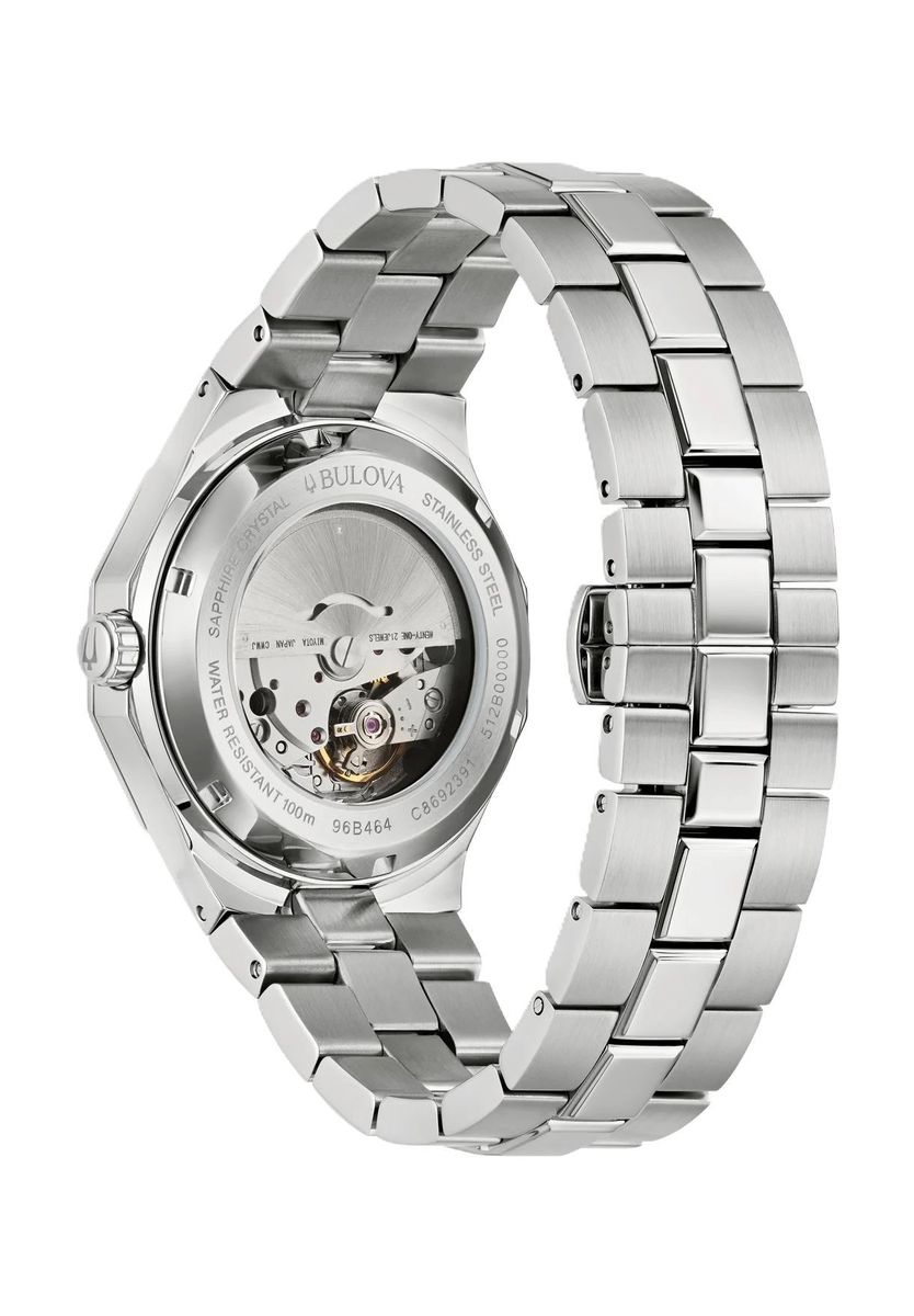 Elegante silberne Automatikuhr mit grünem Zifferblatt