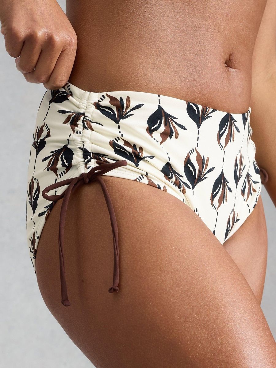 Bedruckte High-Waist Hose mit Raffung