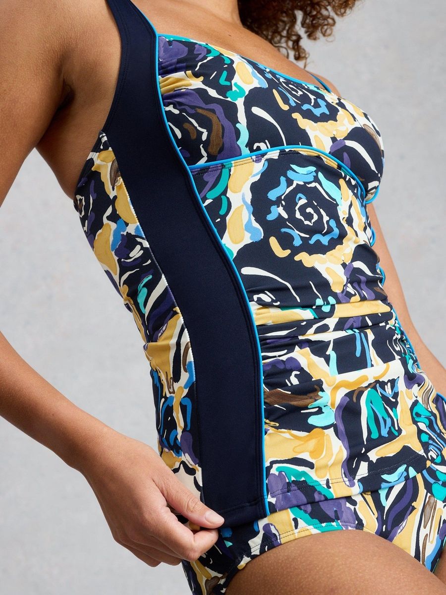 Tankini-Oberteil mit Raffung und Muster