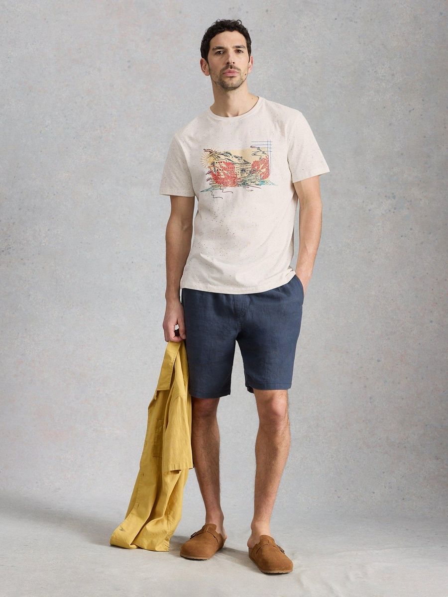 Baumwoll-T-Shirt mit Postkarten-Grafik