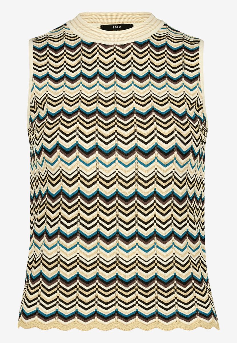 Ärmelloses Stricktop mit Zick-Zack-Muster