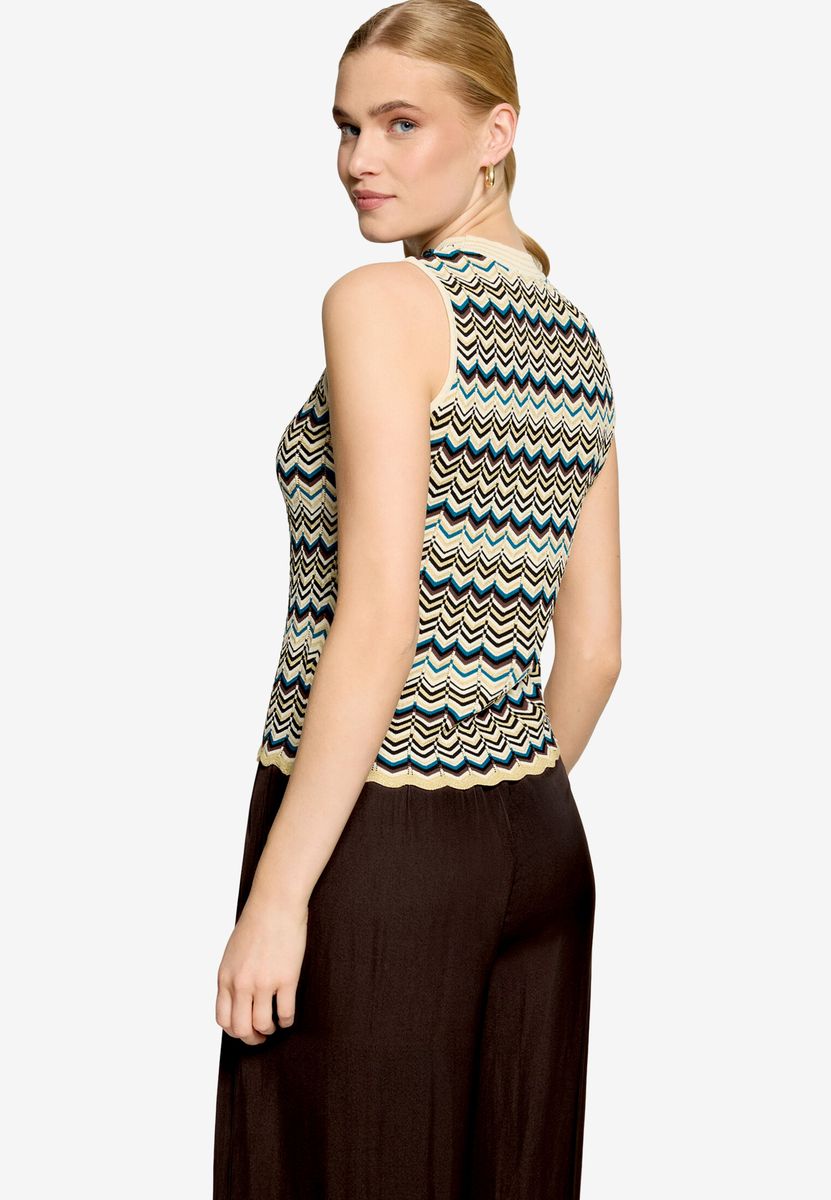 Ärmelloses Stricktop mit Zick-Zack-Muster