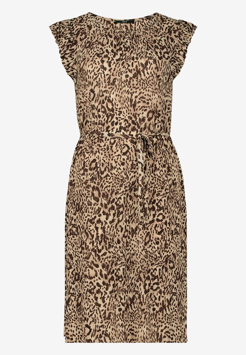 Leoprint-Minikleid mit Rüschenärmeln