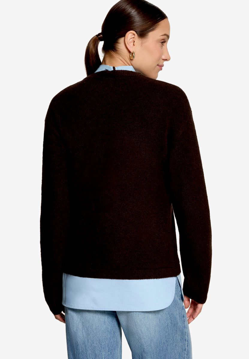Strickpullover mit Bluseneinsatz