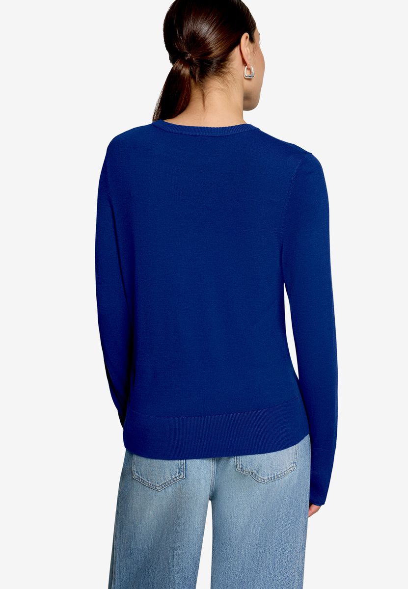 Klassischer Feinstrick-Pullover mit Rundhalsausschnitt