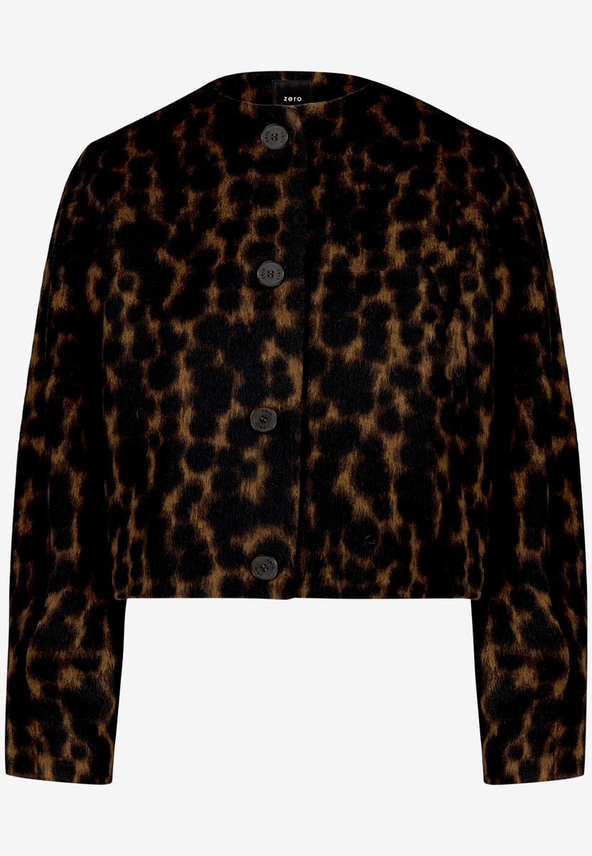 Flauschige Jacke mit Leopardenmuster