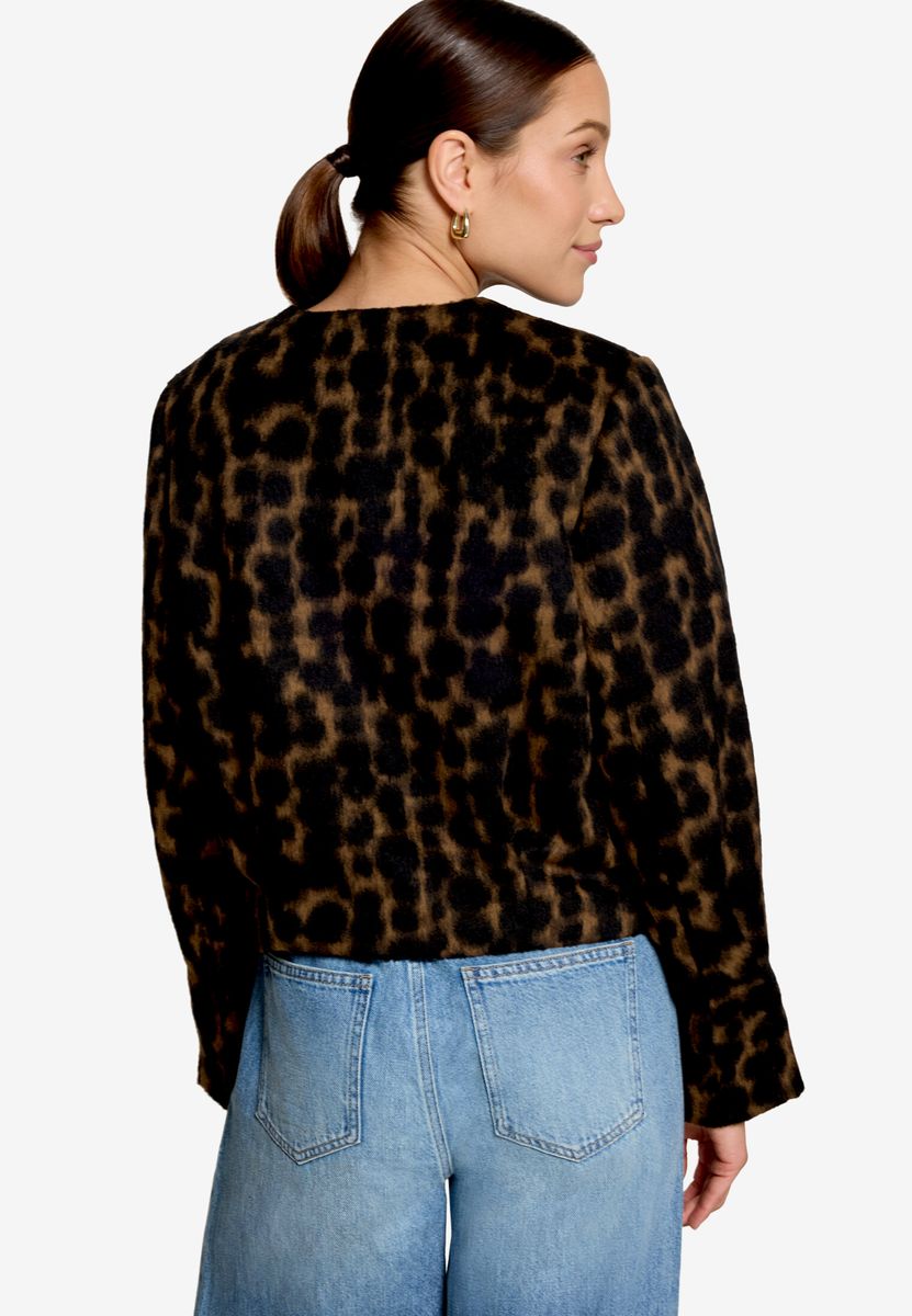 Flauschige Jacke mit Leopardenmuster