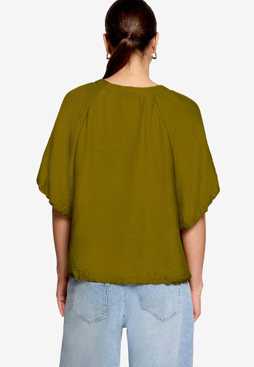 Strukturierte Blouson-Bluse mit Tunnelzug