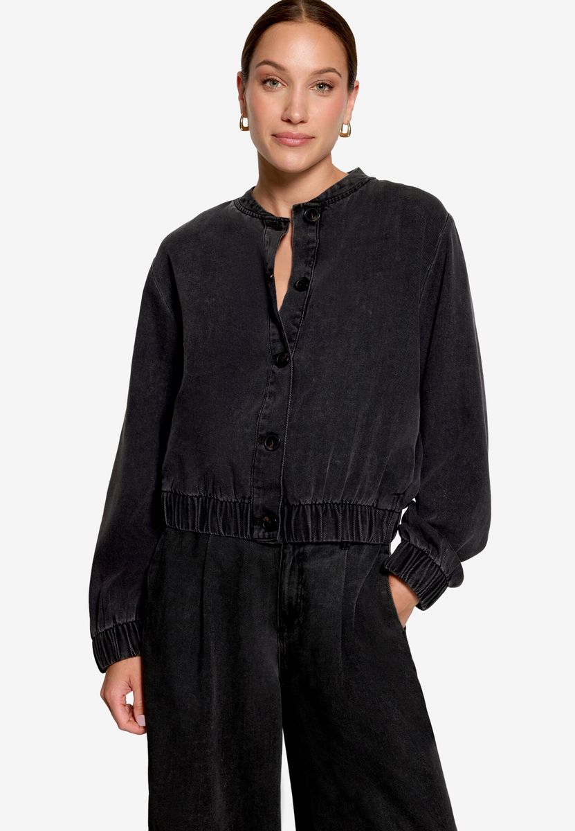 Kurze Denim-Blousonjacke mit Waschung