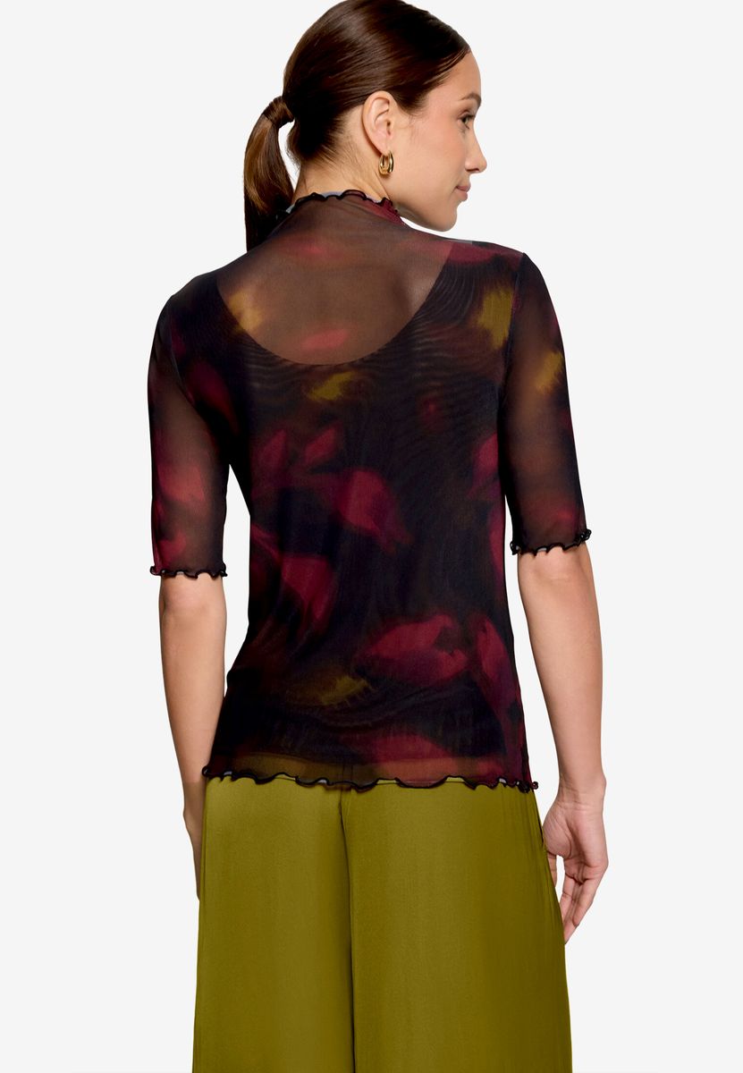 Transparentes Mesh-Top mit Blumenprint