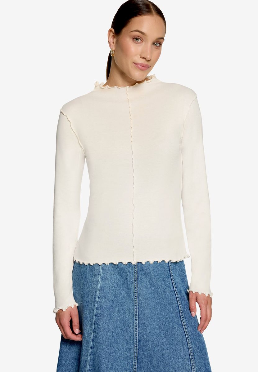 Langarmshirt mit Kräuselsaum