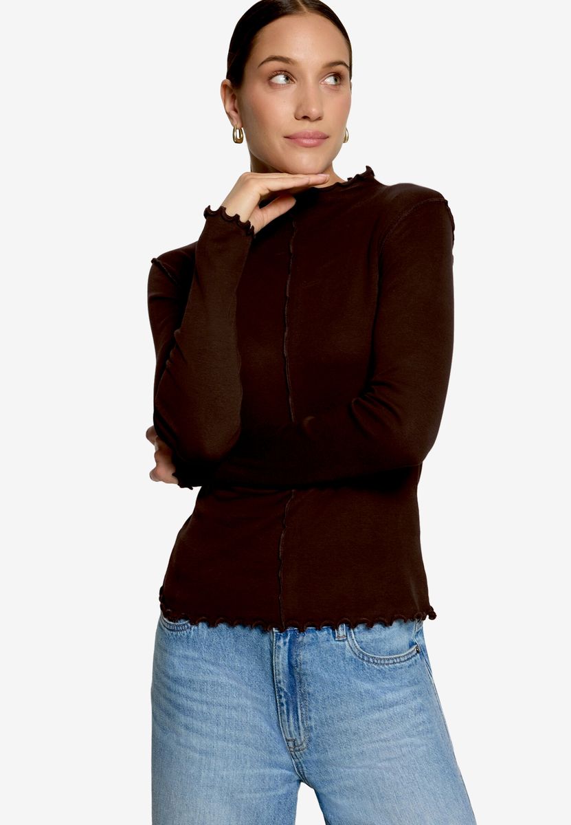 Langarmshirt mit Kräuselsaum und Nahtdetail