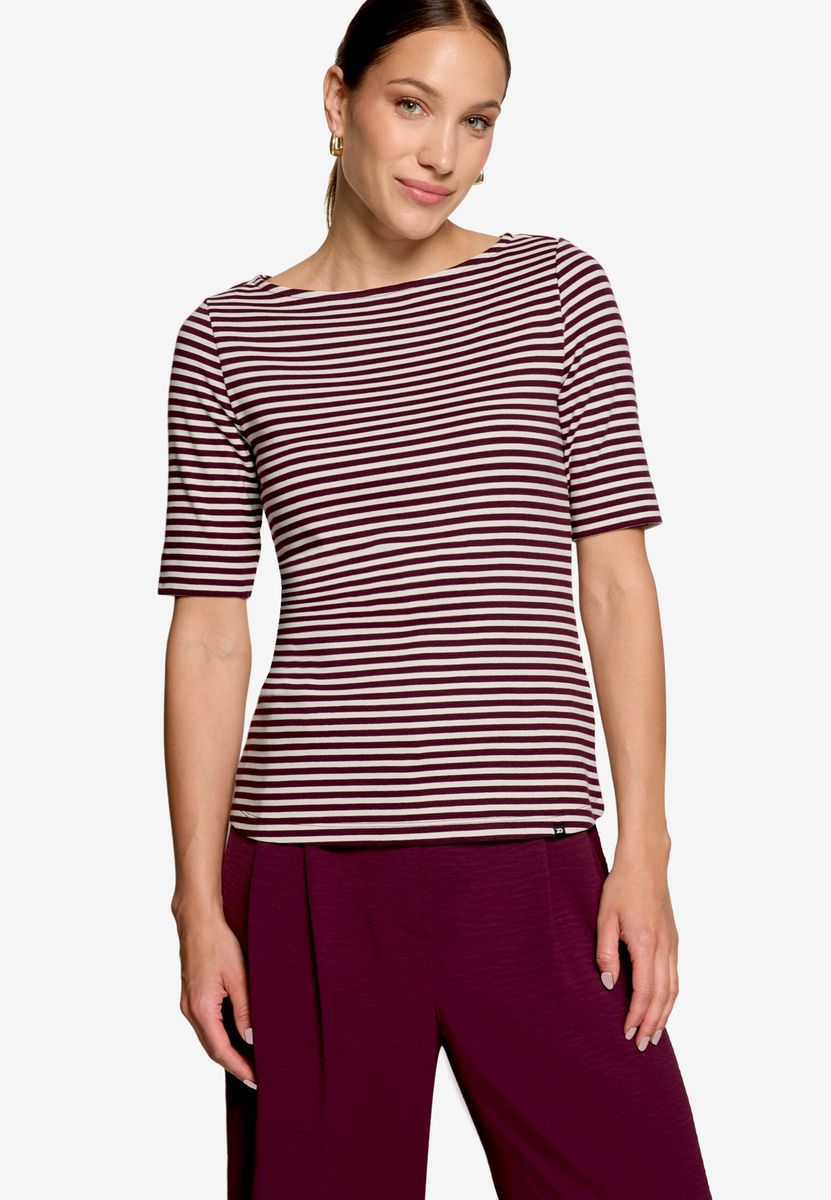 Gestreiftes Shirt mit U-Boot-Ausschnitt