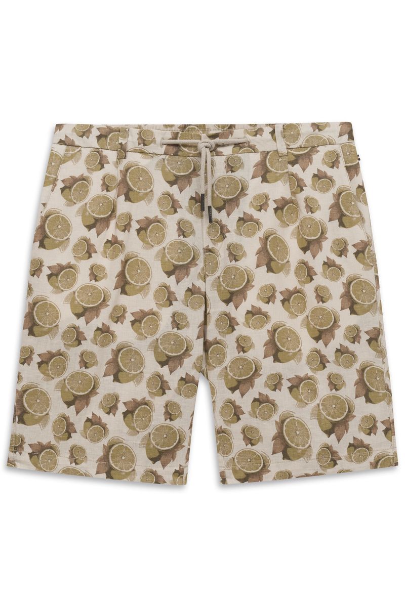 Bermuda-Shorts mit Zitronen-Print aus Leinenmix