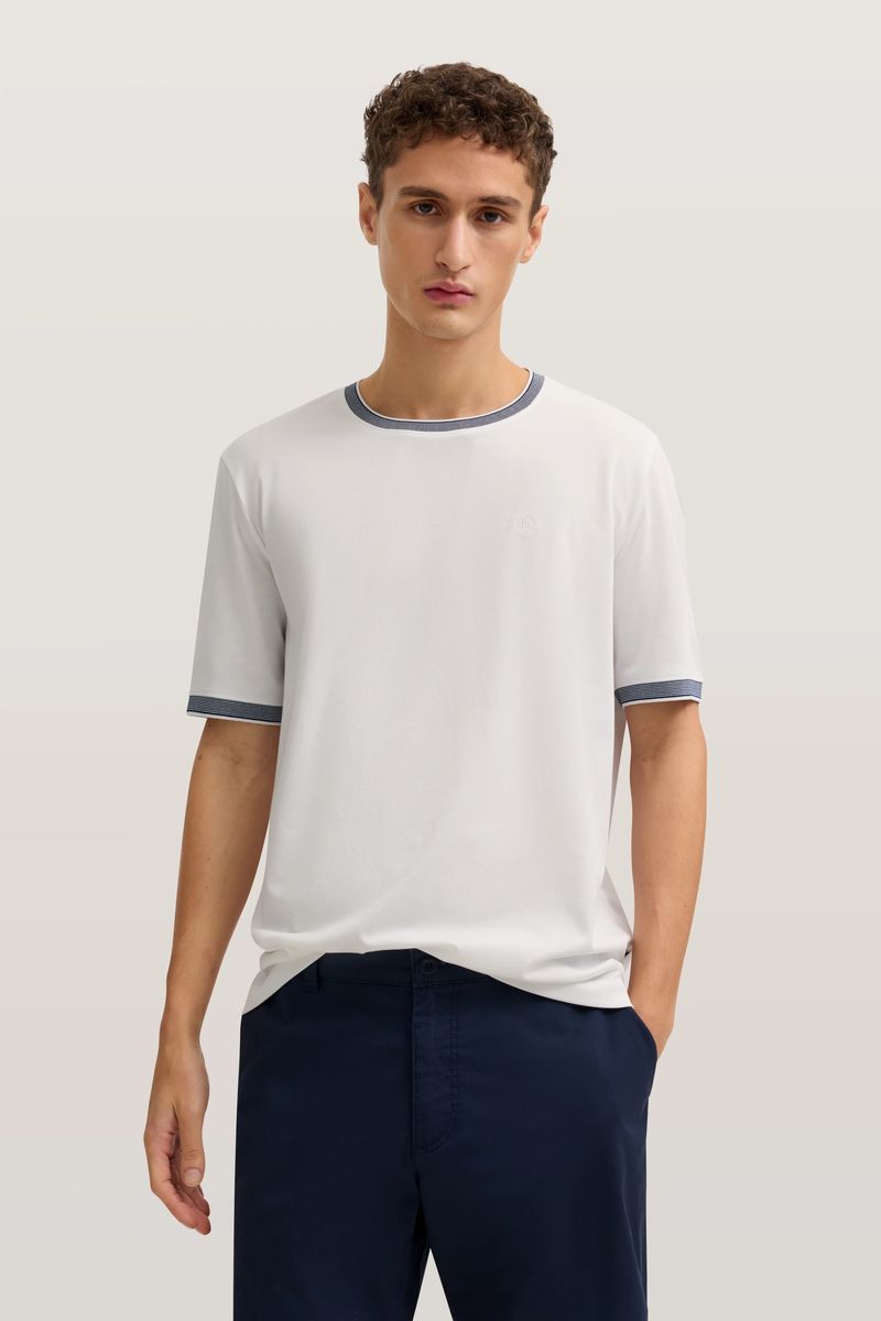 Modern Fit Rundhalsshirt mit Streifendetail