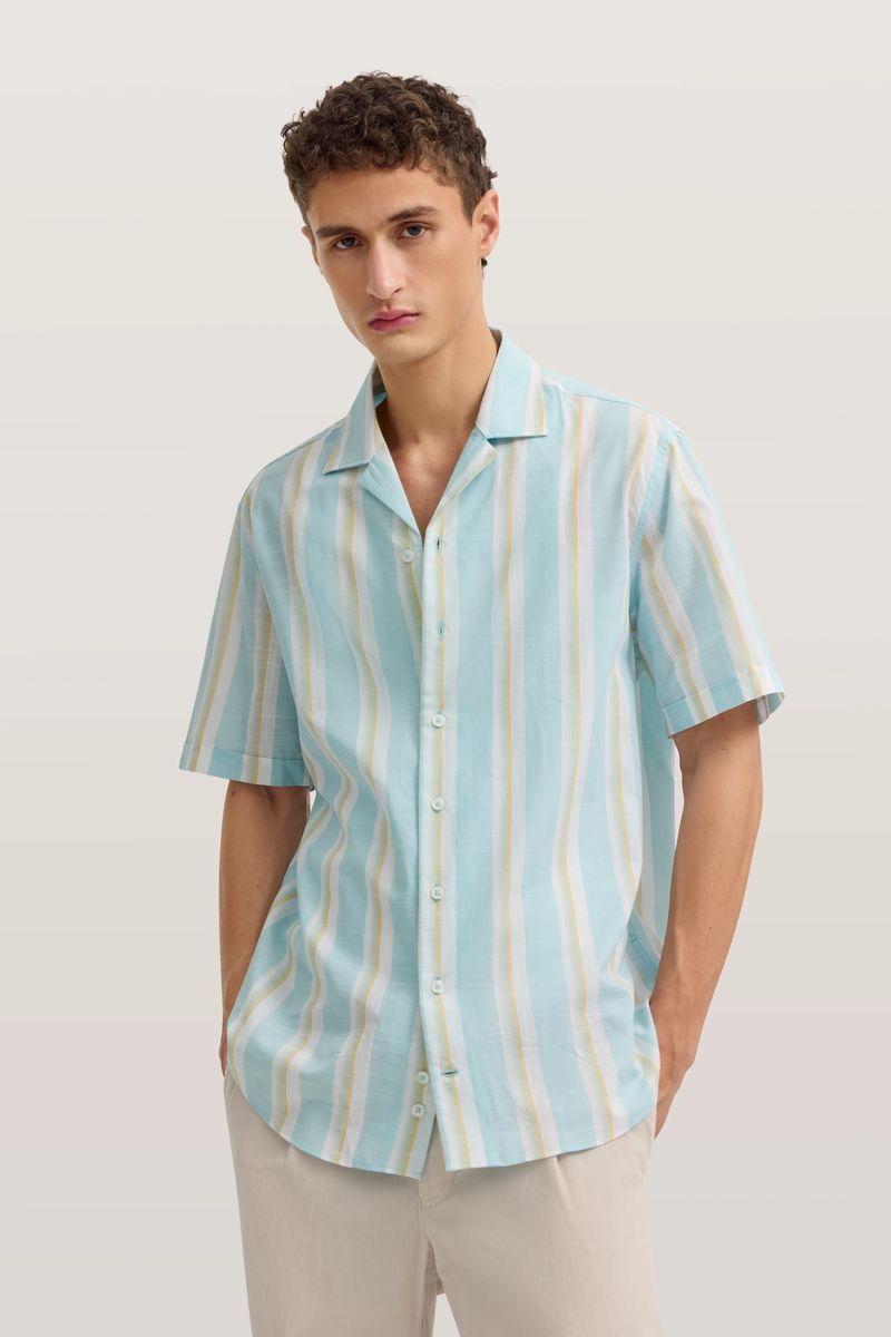 Gestreiftes Kurzarmhemd im Resort-Stil