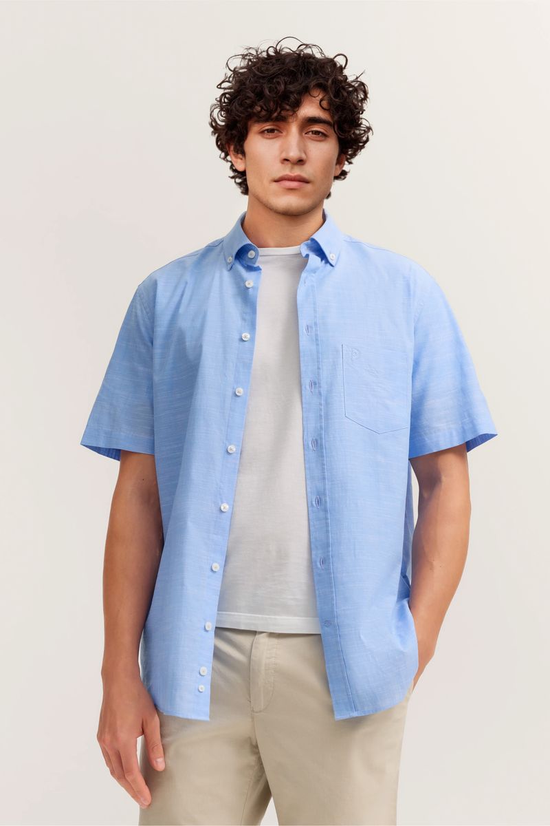 Kurzärmliges Button-Down-Hemd aus Baumwolle