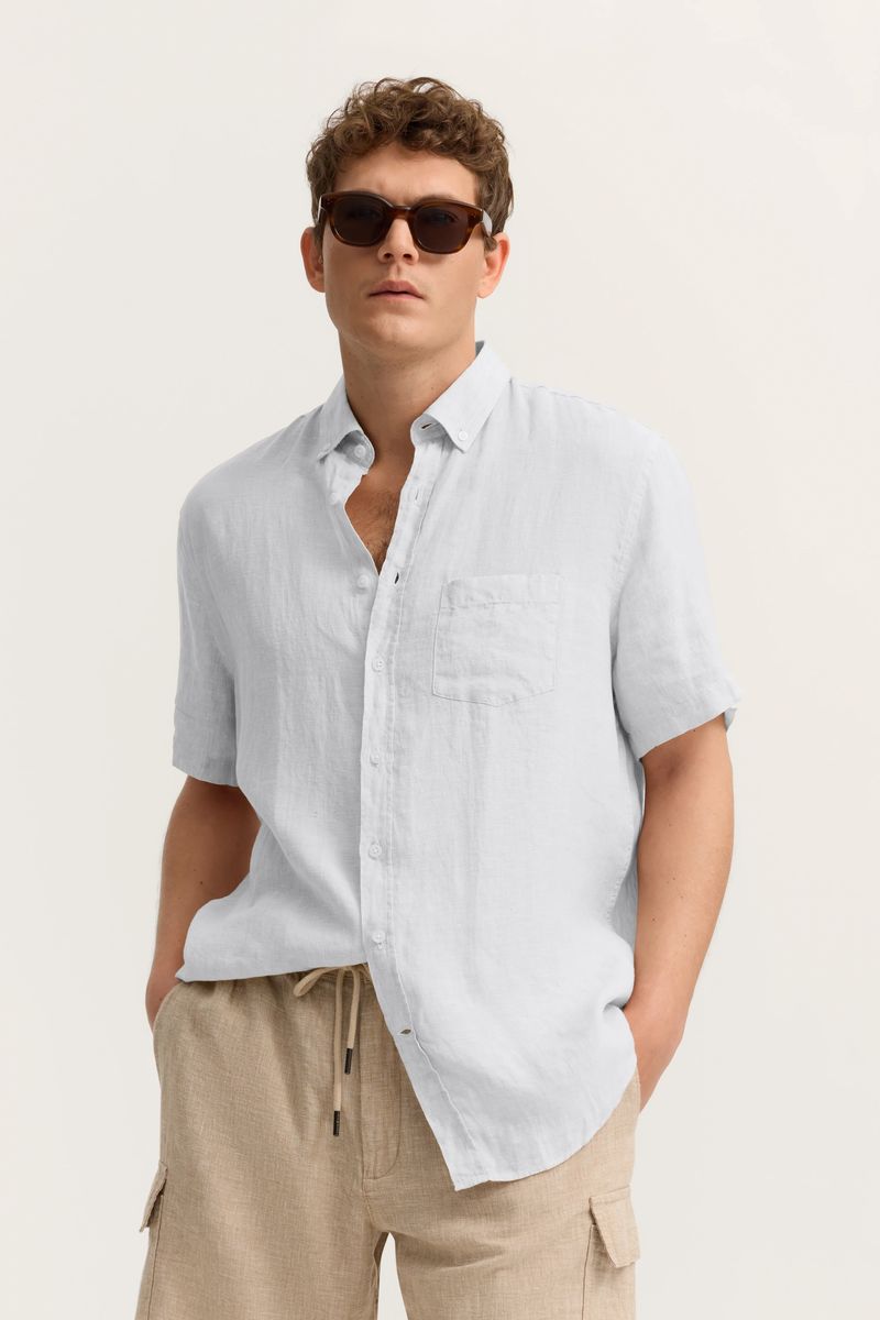Lässiges Leinenhemd mit Button-Down-Kragen