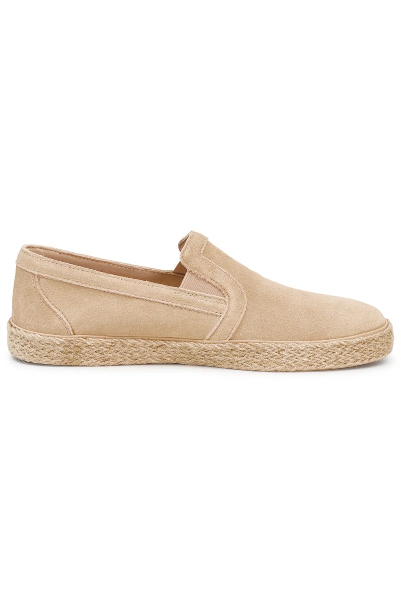 Slipper in Velours-Optik mit Flechtrand