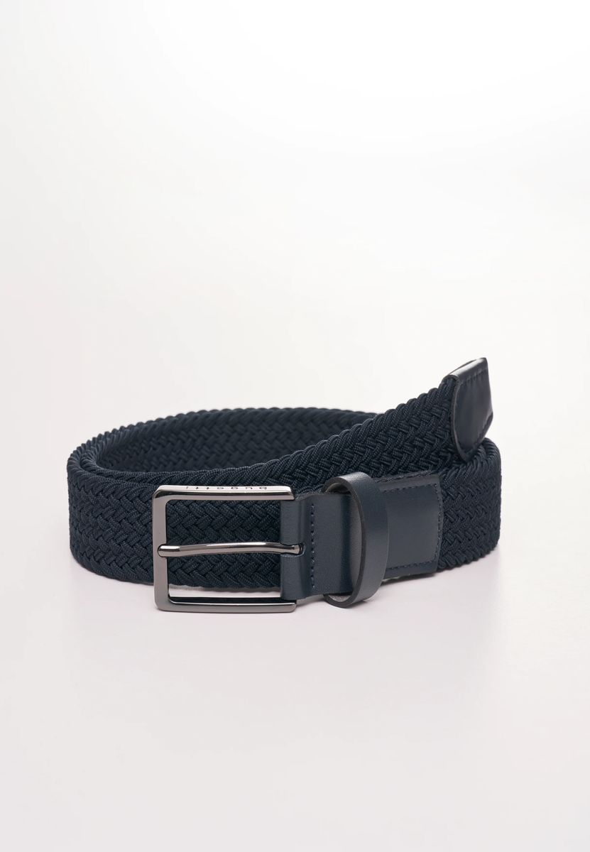 Elastischer Flechtgürtel mit Lederdetails