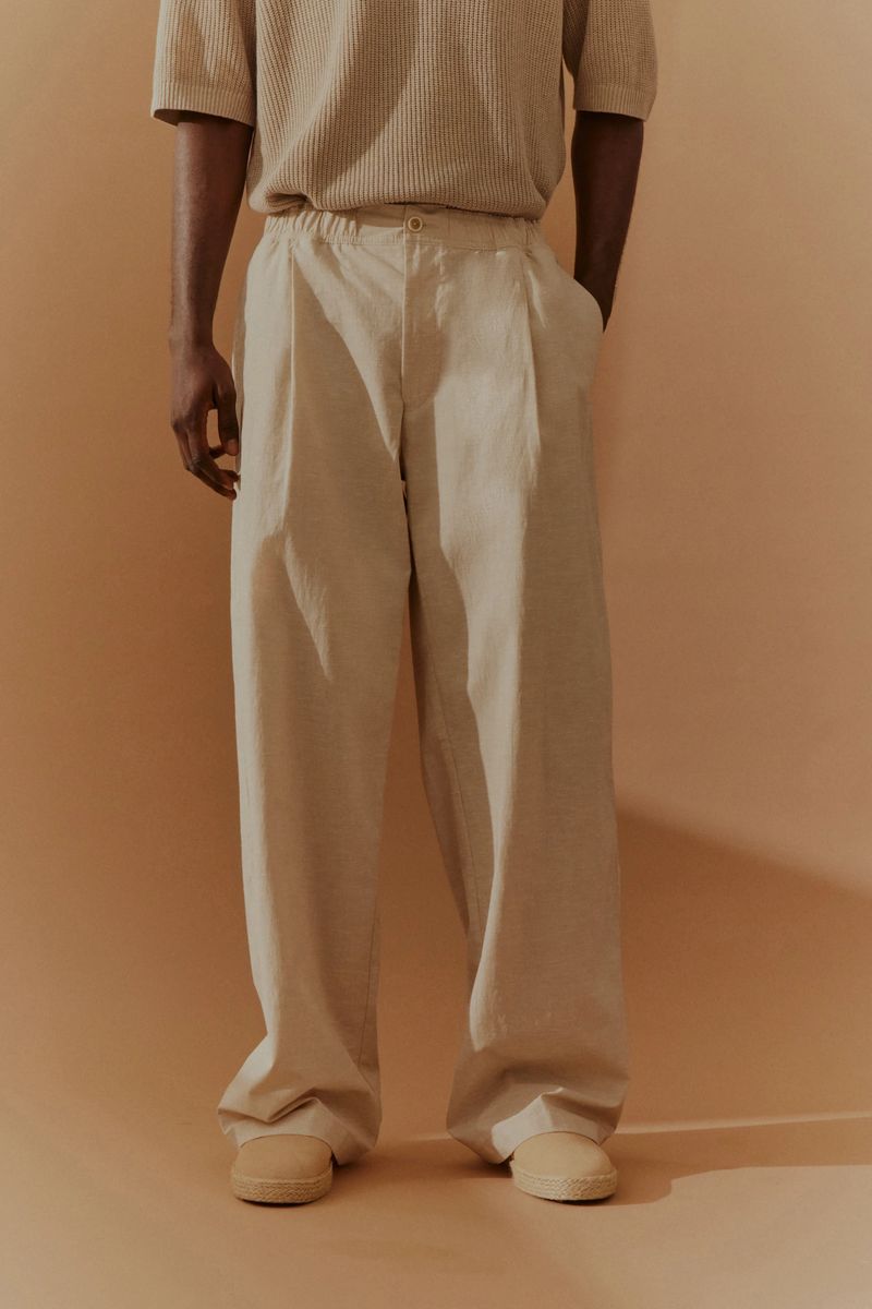 Lässige Bundfaltenhose aus Leinen-Mix