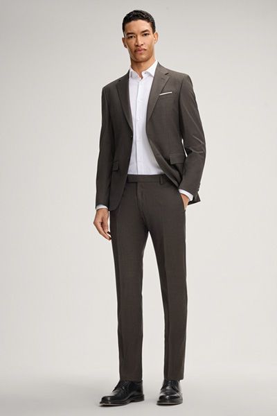 Melierte Wollhose in Slim-Fit