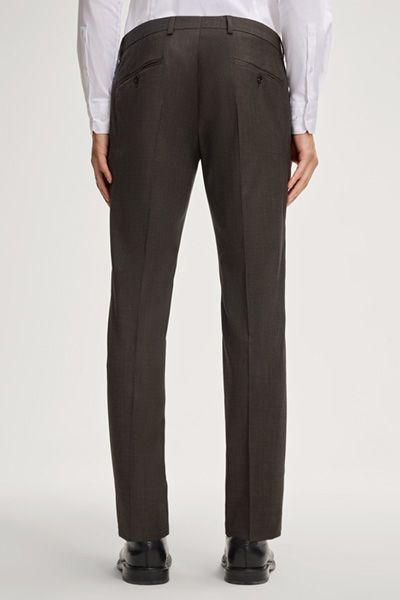 Melierte Wollhose in Slim-Fit