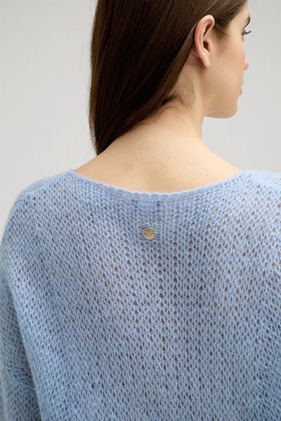 Alpaka-Strickpullover mit U-Boot-Ausschnitt