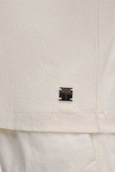Strukturiertes Langarm-Poloshirt aus Baumwolle