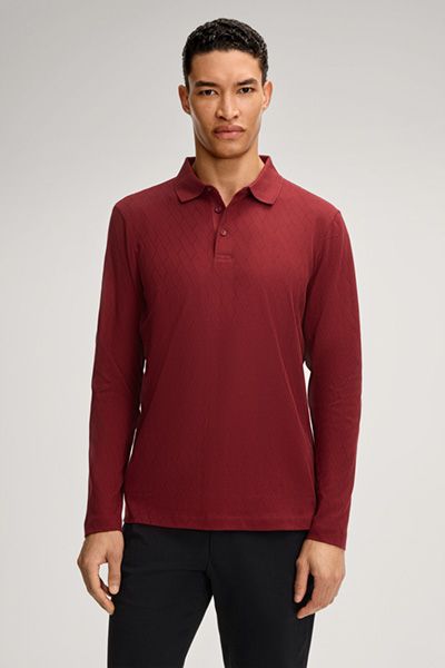 Langärmeliges Poloshirt mit Rautenstruktur