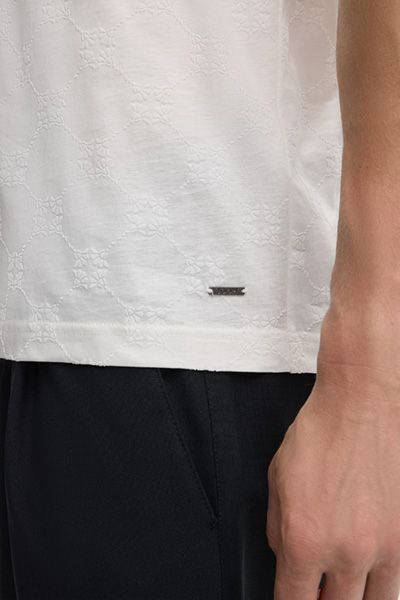 Strukturiertes Baumwoll-Poloshirt mit Monogramm