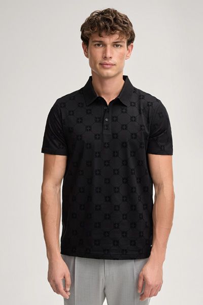 Poloshirt mit Kornblumenmuster in Samtoptik
