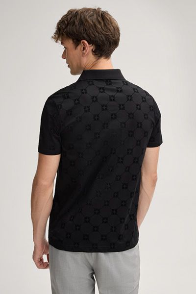 Poloshirt mit Kornblumenmuster in Samtoptik